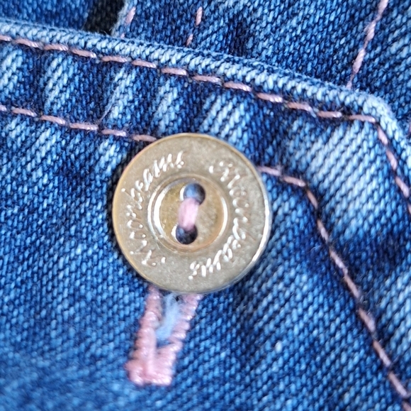 Vintage Moonbeams Denim Embroidered Baby Girl Overalls Snap Open Size 3-6 Months - Picture 9 of 10